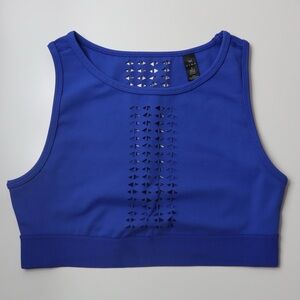 Tank like Sports bra in Electric Blue perfect for dancers with geometric cutouts